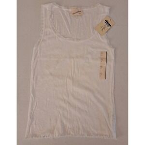 Universal Thread Tank Top M White NEW Lace Trim Ribbed Lettuce Hem 1148-120-CB5